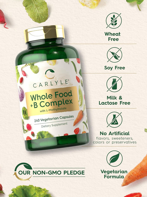 Carlyle Whole Food Multivitamin with B Complex | 240 Capsules | Vegetarian, Non-GMO, Gluten Free