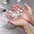Latious Silver Flower Bride Wedding Hair Vine, Rhinestone Bridal Hairpiece for Women and Girls