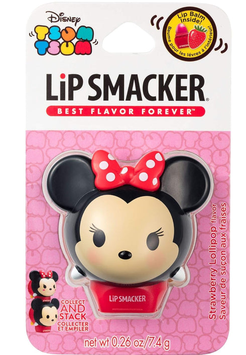 Lip Smacker Disney Minnie Mouse Tsum Tsum Flavored Lip Balm, Clear, Minnie Strawberry Lollipop, For Kids