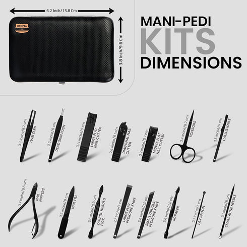 Utopia Care Nail Clippers for Men and Women - Professional 15-Pcs Nail Kit or Manicure Kit with Travel Case