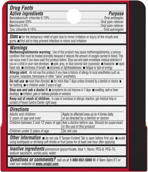 Orajel 4X for Toothache & Gum Pain Severe Gel Tube, 0.25 Ounce