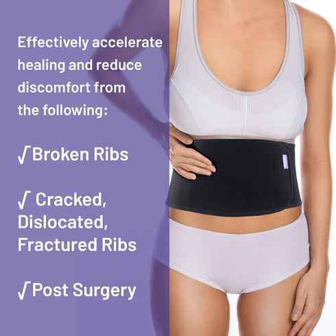 Everyday Medical Broken Rib Brace for Men and Women, Bamboo Charcoal Compression Support for Healing Ribs