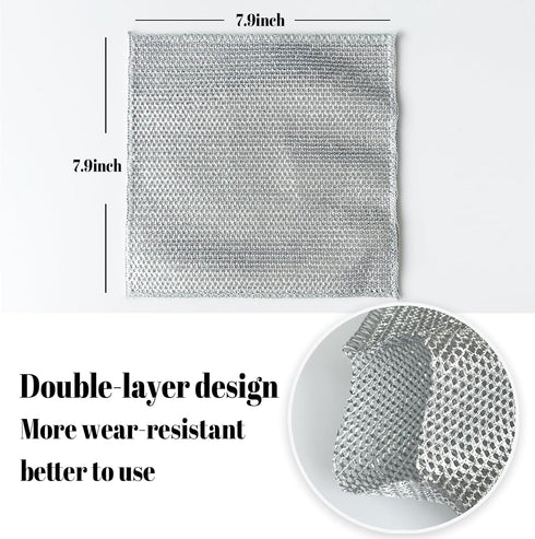 Zero Scratch Steel Wire Dishcloth, Double-layer Cleaning Cloth for Washing Dishes, Non-Scratch Scrubbing Pads, 10 pcs