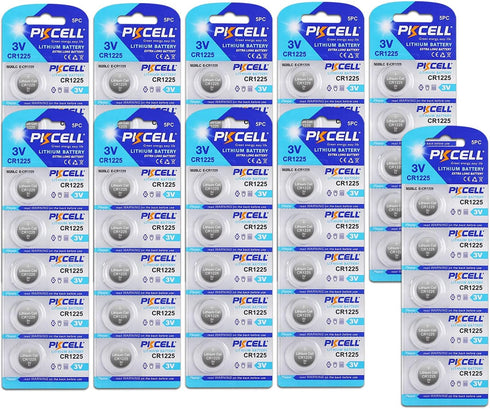 PKCELL 50-Pack CR1225 3V Lithium Batteries for Thermometer