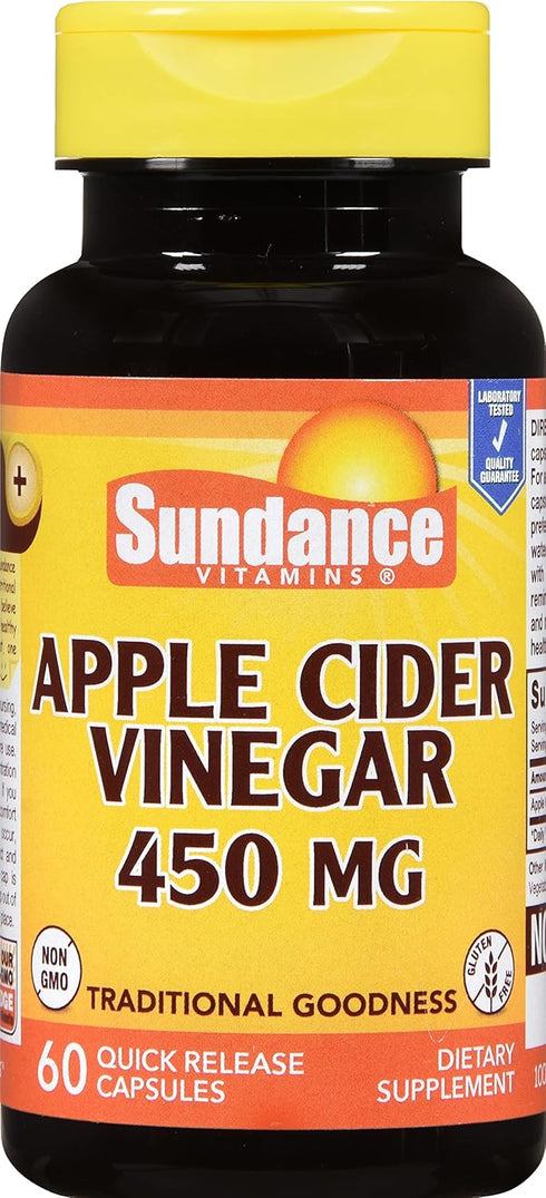 Sundance Apple Cider Vinegar 450 mg - 60 Quick Release Capsules, Pack of