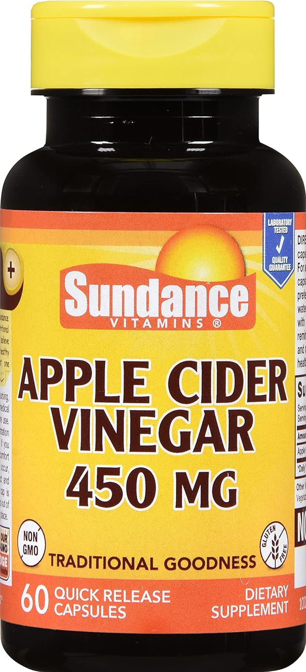 Sundance Apple Cider Vinegar 450 mg - 60 Quick Release Capsules, Pack of