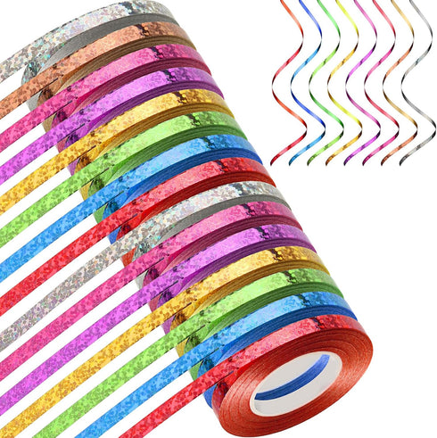 Shappy 15 Rolls Curling Ribbon, 1/5" Wide x 11 Yards Metallic Balloon String Roll for Gift Wrapping
