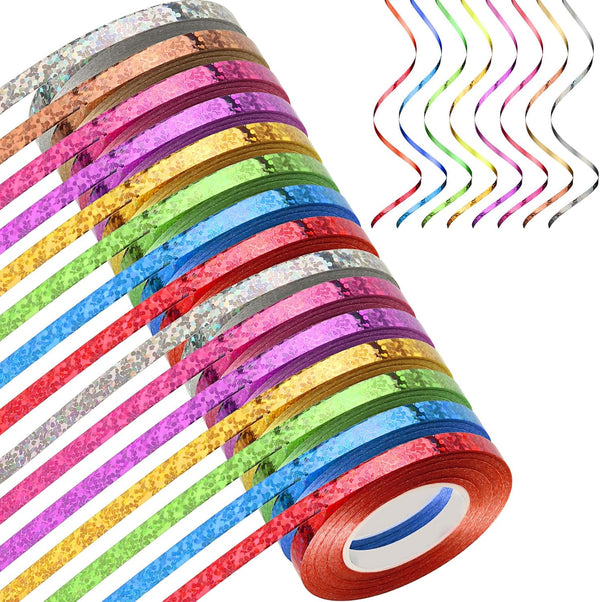 Shappy 15 Rolls Curling Ribbon, 1/5" Wide x 11 Yards Metallic Balloon String Roll for Gift Wrapping