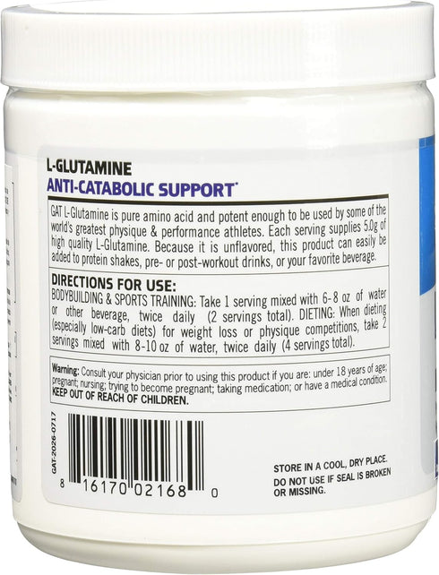 GAT Sport L-Glutamine Unflavored, 10.58oz (300g)