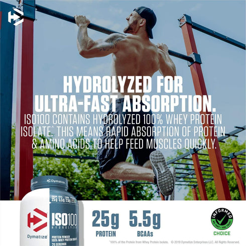 Dymatize ISO 100 Whey Protein Powder, Chocolate, 25g Hydrolyzed, 1.6 Pound