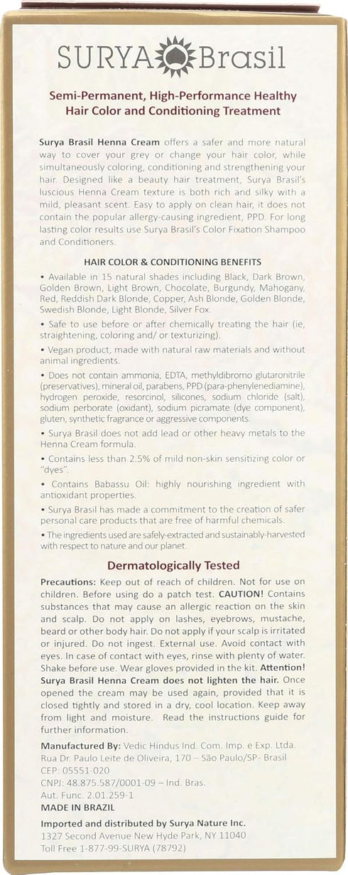 Surya Brasil Henna Cream, Dark Brown, 2.37 Fluid Ounce