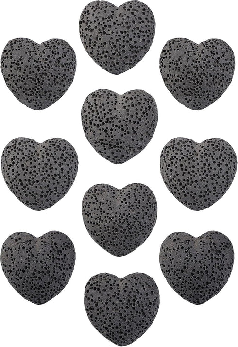 SUNYIK Lava Rock Gemstone Puffy Heart, Natural Pocket Stone Figurine Decoration Aromatherapy