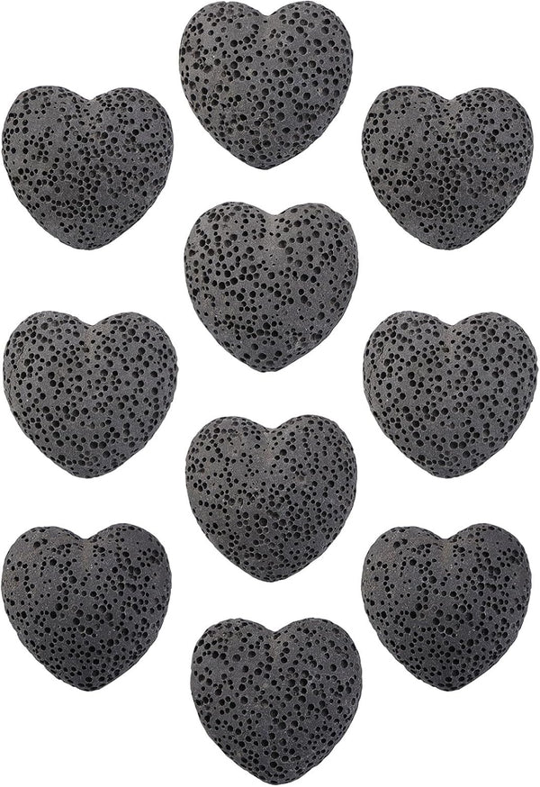 SUNYIK Lava Rock Gemstone Puffy Heart, Natural Pocket Stone Figurine Decoration Aromatherapy