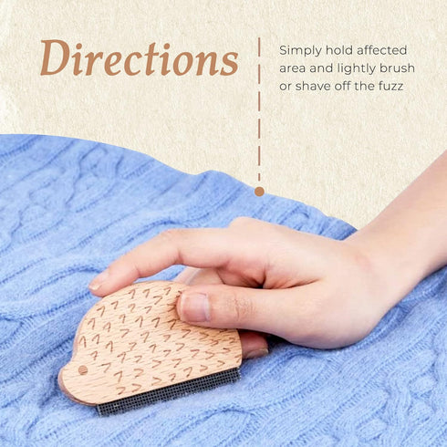 Serenity Fair Wood Hedgehog Sweater Comb, Lint Remover for Pet Hair & Fuzz, 8.5 x 5.2 cm / 3.3 x 2 in