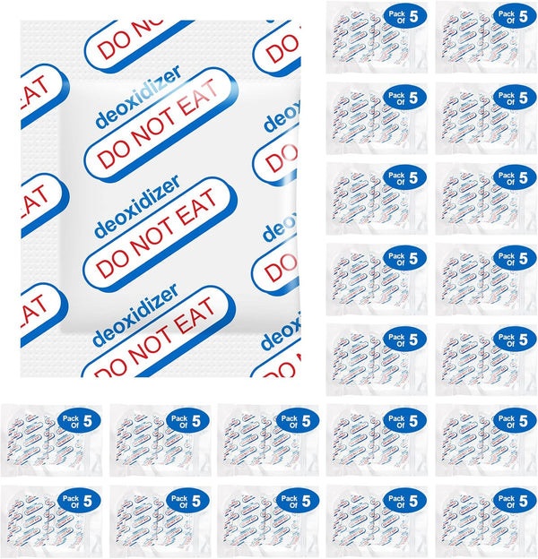 400cc Oxygen Absorbers for Food Storage, 100 Count (20 Packs of 5) for Long Term Food Storage & Survival