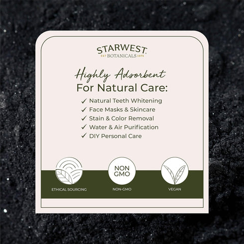 Starwest Botanicals Activated Hardwood Charcoal Powder, Food Grade, 4 oz Bag for Teeth Whitening & Skin Care