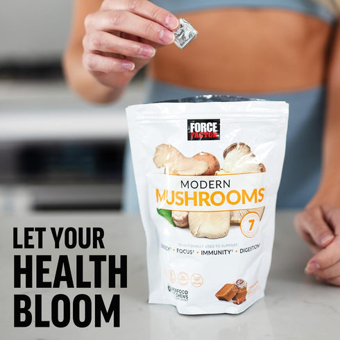 Force Factor Modern Mushrooms Soft Chews with Lions Mane, Turkey Tail, & Cordyceps for Energy, Focus, 60 Chews