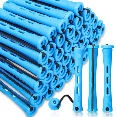 WILLBOND 60 Pcs Short Perm Rods - Natural Hair Perm Rods with Elastic Rubber Band for Women Hairdressing Styling