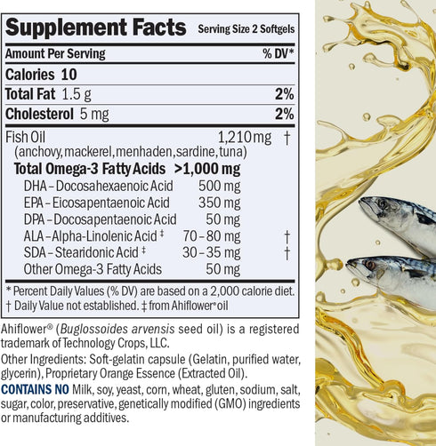 ANDREW LESSMAN Maximum Essential Omega-3 Orange - 60 Softgels, Ultra-Pure, High Potency Omega-3 Oils