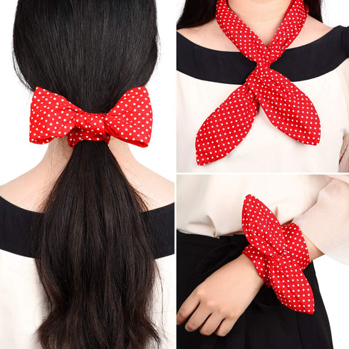 Hicarer Cute Red Polka Dot Bow Headbands Retro Bandana Headwraps 50s Vintage Hair Accessories for Women Halloween