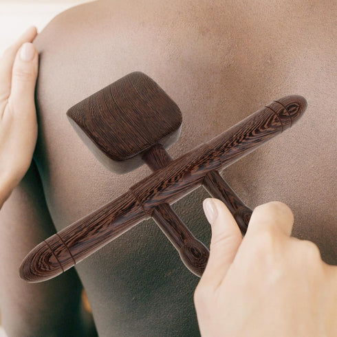 Tofficu Wooden Neck and Back Massager Stick for Fatigue Relief, Handheld Chicken Wing Wood Pressure Point Tool