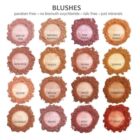 Demure Mineral Blush Makeup - Hint of Pink Loose Powder, Natural Makeup, Professional, Cruelty Free Blush Powder.