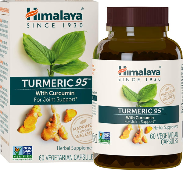 Himalaya Turmeric 95 Supplement with Curcumin, 600 mg, Joint and Muscle Support, 60 Capsules