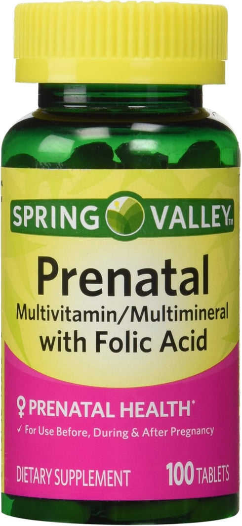Spring Valley - Prenatal, Multivitamin, Multimineral, 100 Tablets w. Folic Acid