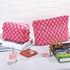 2Pcs Checkered Makeup Bag Set for Women, Large Cosmetic Bag, Travel Toiletry Pouch, Cute Pink Storage Organizer