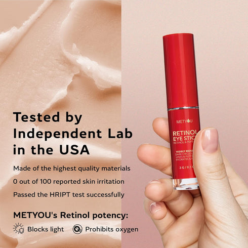 Retinol Eye Stick, Cooling & Brightening Cream for Dark Circles, Puffiness, PEPTIDES 5% Hyaluronic Acid Complex, SPF 30+