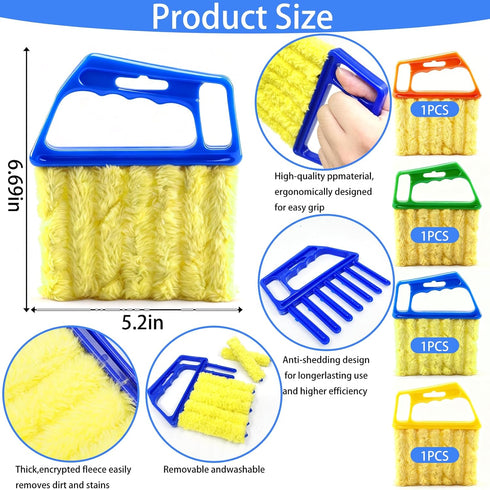 YudeWater 8Pcs 7-Finger 4 Window Venetian Blind Cleaner Duster Tool, Microfiber Dusting Brush for Wood/Vinyl Blinds