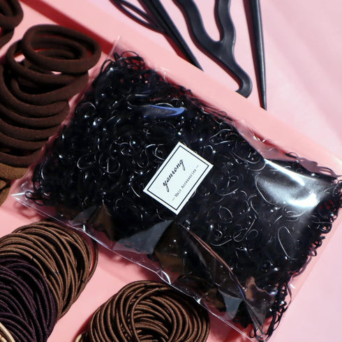 YANRONG 1159PCS Hair Accessories Set, Seamless Ponytail Holders, Variety Scrunchies for Thick Curly Hair, Brown