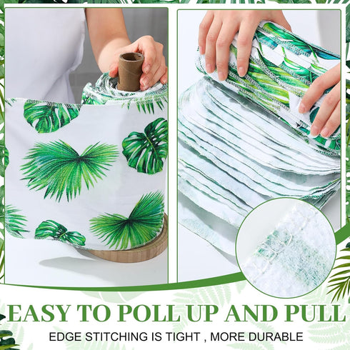 36 Pack Reusable Paper Towels, Washable Paperless Towels, Cotton Cloth Wipes for Bathroom, Green Leaves Style