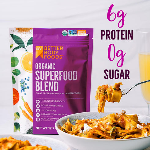 BetterBody Foods Organic Superfood Powder with Protein, Vitamins C, E, and B12, 12.7 oz.