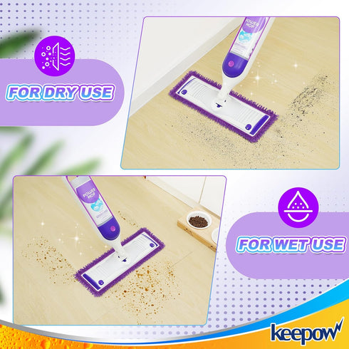 KEEPOW Reusable Power Mop Refill Pads, 4 Pack, Compatible with Swiffer PowerMop, Microfiber for Hardwood Cleaning