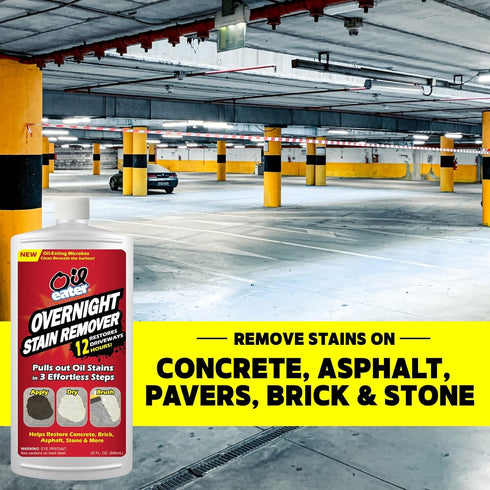 Overnight Stain Remover for Cleaning Oil Stains on Concrete, Driveway, Pavers & Garage Floors (White)