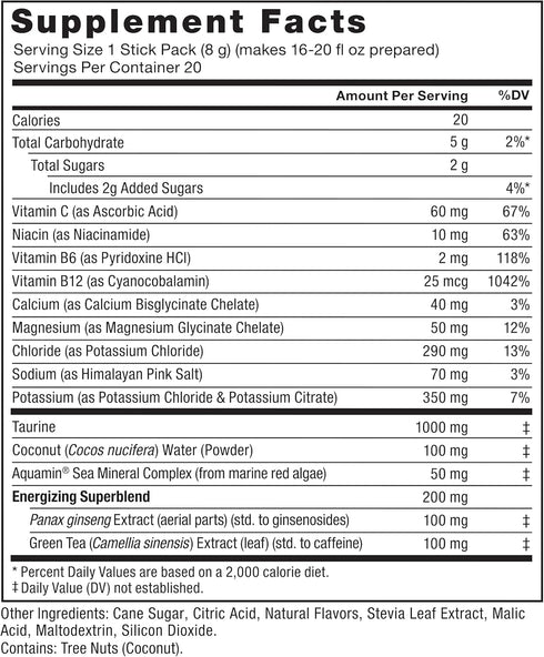 FORCE FACTOR Liquid Labs Energy Drink, Hydration Packets with Electrolytes Powder, 20 Stick Packs, Fruit Punch Flavor