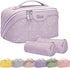 Travel Makeup Bag for Women, 3 Set Large Capacity Cosmetic Bags with Divider - Toiletry Bag 01-Z-Violet