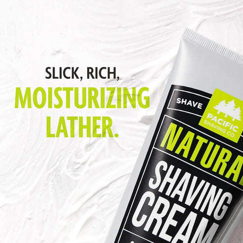 Pacific Shaving Company Natural Shaving Cream - Shea Butter + Vitamin E for Hydrated Sensitive Skin - 7 Oz