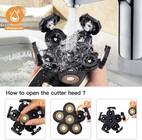 Roziapro Upgrade 6D Electric Shaver Replacement Head, Waterproof Blades for Bald Men, 5 in 1 Replacement Blade