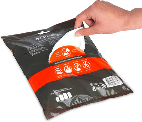 Brabantia PerfectFit Trash Bags, Size B/1.3 Gal, Thick Plastic Liners with Drawstring Handles, 40 Bags