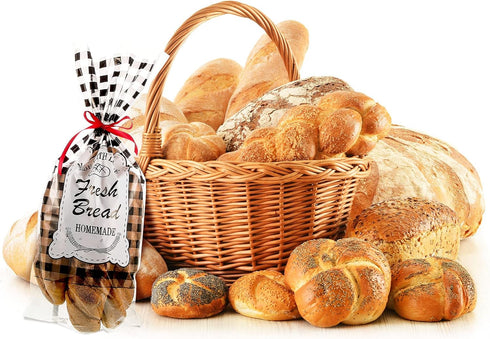 Zonon 100 Pack 1 18 8 Inch Bread Bags for Homemade with Roll Tie Ribbon x Large Clear Plastic Bakery Wrapping Buffalo