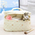 PAZIMIIK Cotton Makeup Bag for Women, Large Quilted Travel Cosmetic Case, Floral White Make Up Organizer for Girls