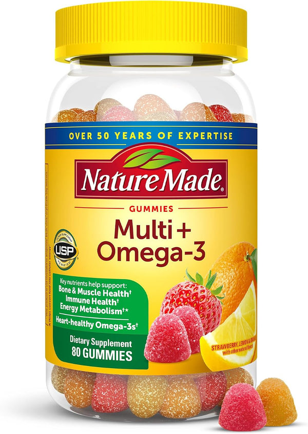 Nature Made Multivitamin + Omega-3, Multivitamin Gummies for Women and Men, Daily