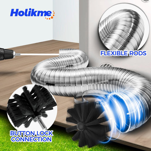 Holikme 32 Feet Dryer Vent Cleaner Kit, Upgrade Flexible Lint Brush with Drill Attachment for Easy Cleaning