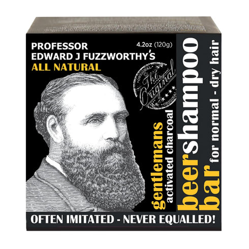 Professor Fuzzworthy's Gentlemen's Activated Charcoal & Beer Beard Shampoo Bar for Normal, Dry, Oily Hair, 4.2 Ounce