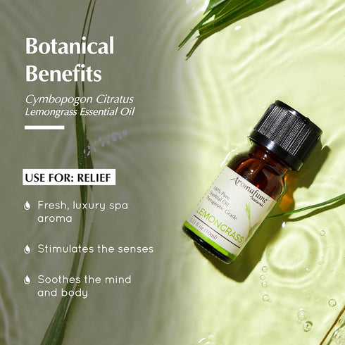 AROMAFUME Lemongrass Essential Oil - 100% Natural, Therapeutic Grade Essential Oils - Pure, Citrusy Aromatherapy Oil for Home Diffusers - Gifts for Her - 10ml
