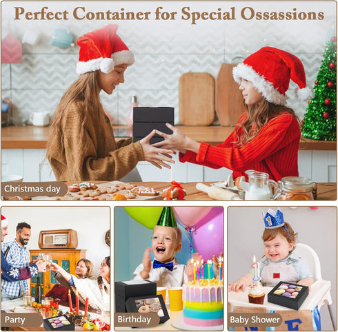 15 PCs Kraft Boxes with Window, 7.3x5.3x2.5 Inch Small Treat Cookie Bakery Boxes for Gift Giving, Dessert Boxes