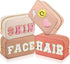 Sanwuta 4 Pcs Chenille Bag Preppy Patch Makeup Bag, Waterproof Portable Pouch in Beige, Khaki, Pink, Nude Pink