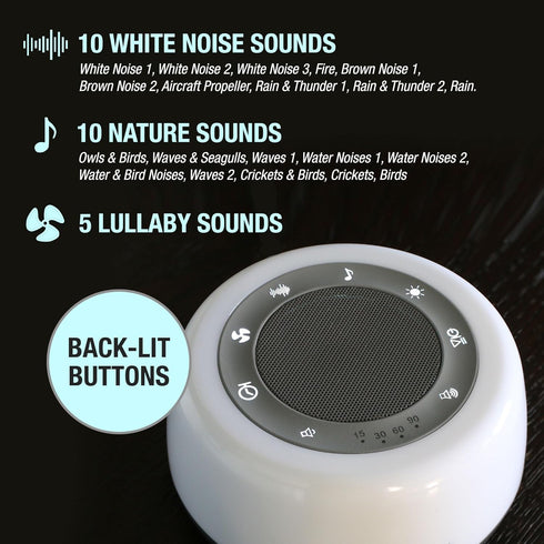 Habitat White Noise Machine, Multi-Color Night Light, 25 Relaxation Sounds, Bluetooth, 4 Timer Options, 15 Volume Levels